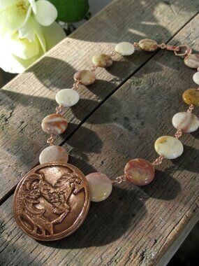 Wildflower Pony Necklace, Hand Cast Copper Horse Medallion